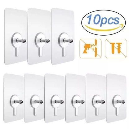 10 Pieces Punch Free Screw Mounting Hooks-Strong Adhesion