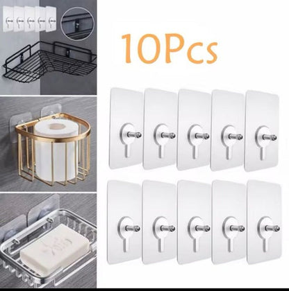 10 Pieces Punch Free Screw Mounting Hooks-Strong Adhesion