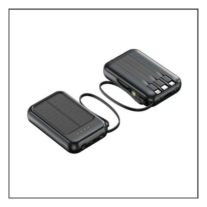 Solar Power  Bank With Inbuilt Cables-fast charging